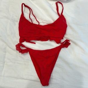 Bondeye red eyelet bikini set.